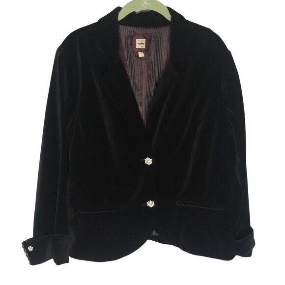 San Francisco New York Jackets & Blazers - Black Velvet Blazer Rhinestone Buttons Jacket Womens XL